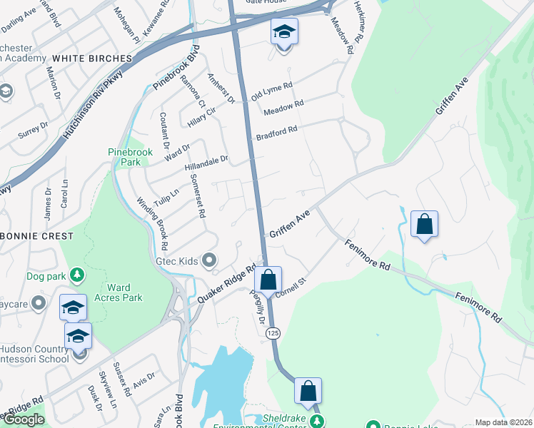 map of restaurants, bars, coffee shops, grocery stores, and more near 16 Griffen Avenue in Scarsdale