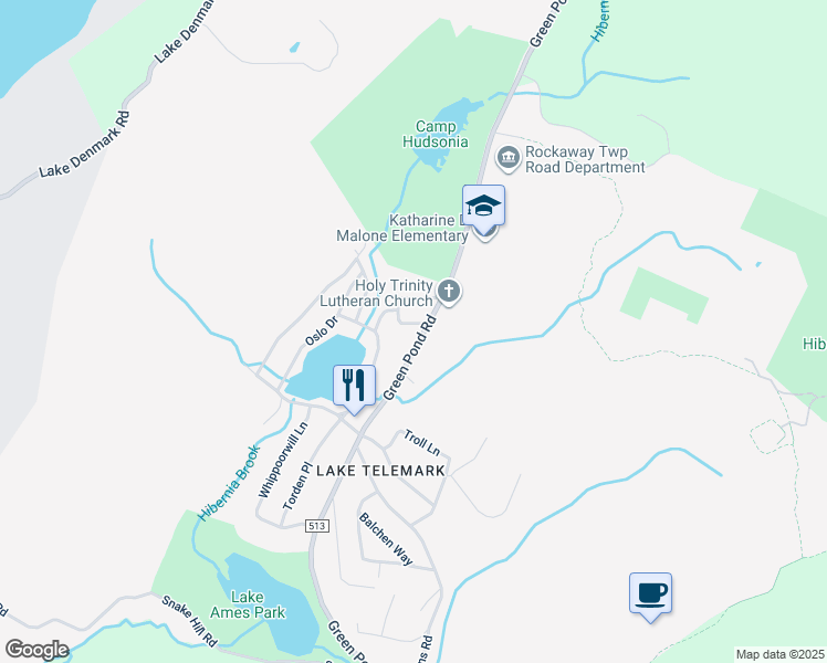map of restaurants, bars, coffee shops, grocery stores, and more near 563 Green Pond Road in Rockaway