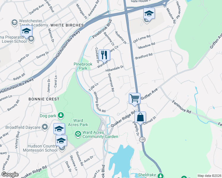 map of restaurants, bars, coffee shops, grocery stores, and more near 6 Kenwood Drive in New Rochelle