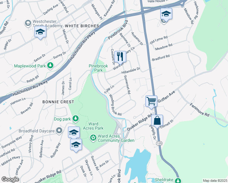 map of restaurants, bars, coffee shops, grocery stores, and more near 27 Kenwood Drive in New Rochelle