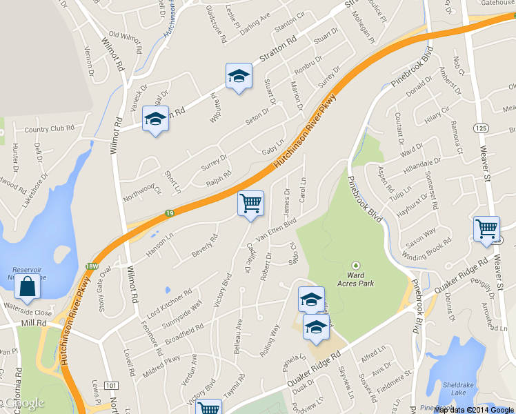 map of restaurants, bars, coffee shops, grocery stores, and more near 90 Robert Drive in New Rochelle