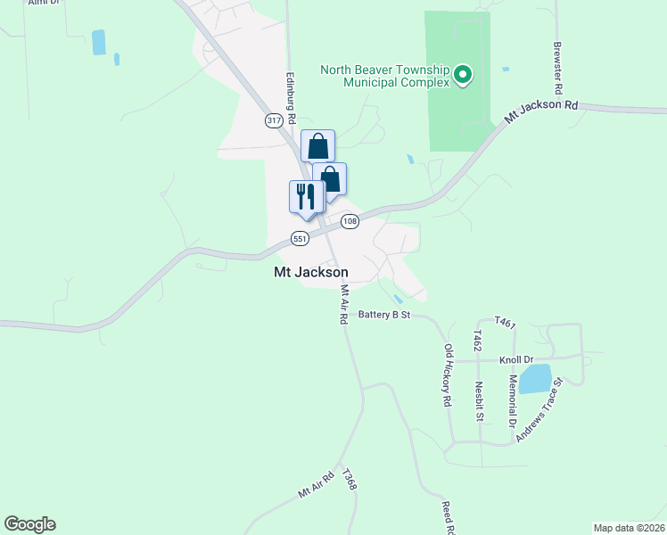 map of restaurants, bars, coffee shops, grocery stores, and more near 120 Mount Air Road in New Castle