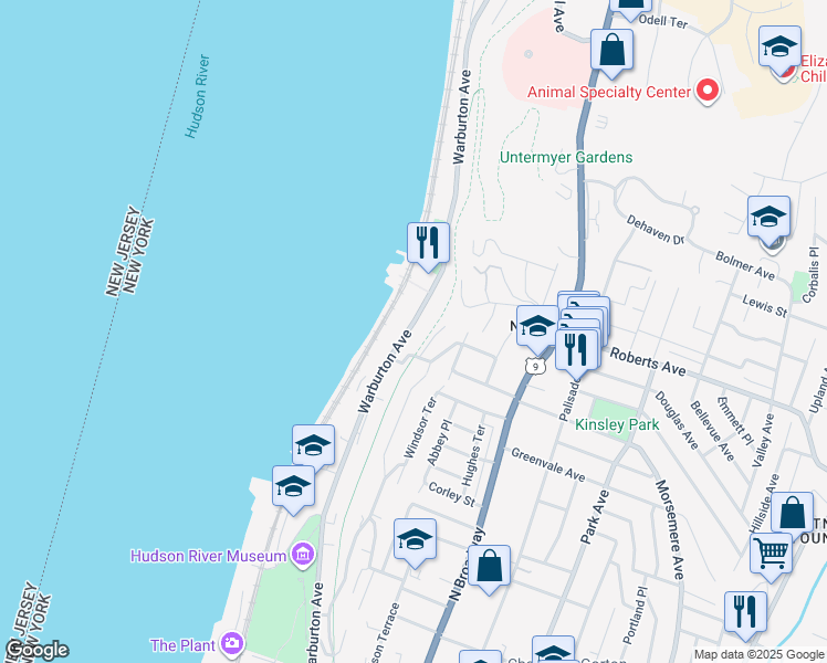 map of restaurants, bars, coffee shops, grocery stores, and more near 7 Aqueduct Place in Yonkers