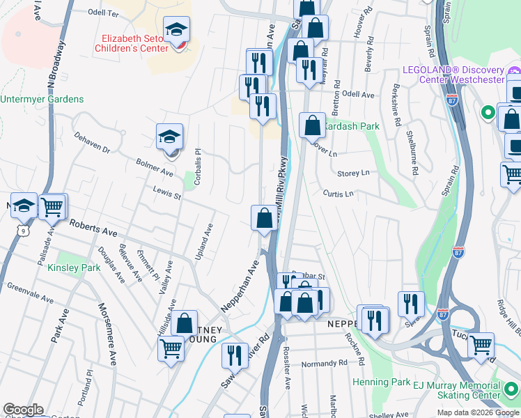 map of restaurants, bars, coffee shops, grocery stores, and more near 1090 Nepperhan Avenue in Yonkers