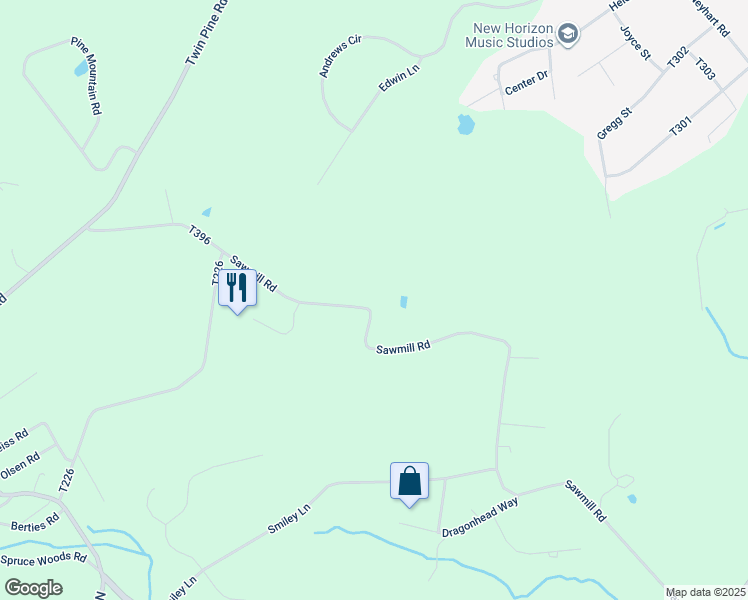map of restaurants, bars, coffee shops, grocery stores, and more near 384 Sawmill Road in Stroudsburg