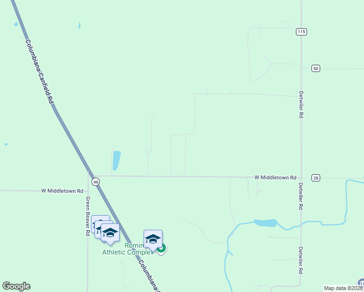 map of restaurants, bars, coffee shops, grocery stores, and more near 4550 West Middletown Road in Canfield