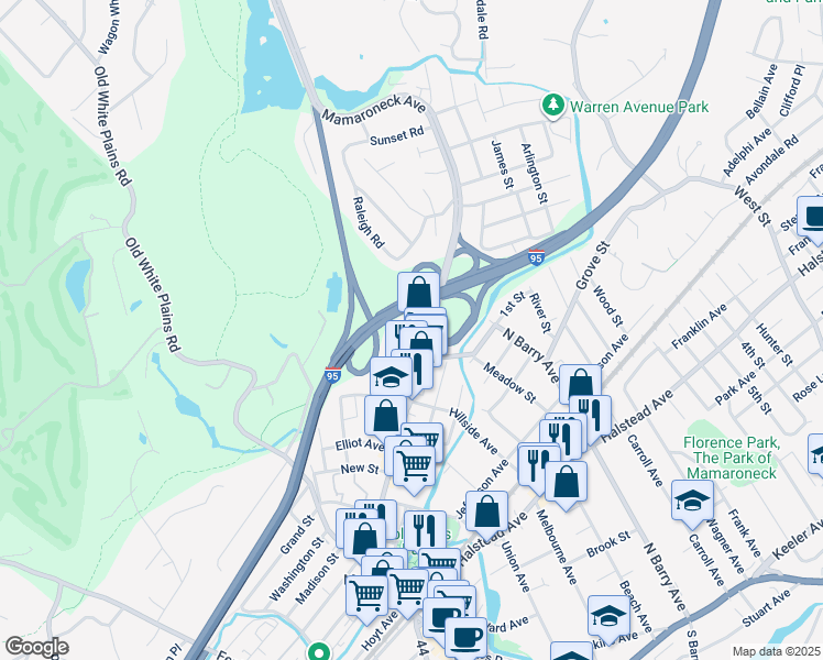 map of restaurants, bars, coffee shops, grocery stores, and more near in Mamaroneck