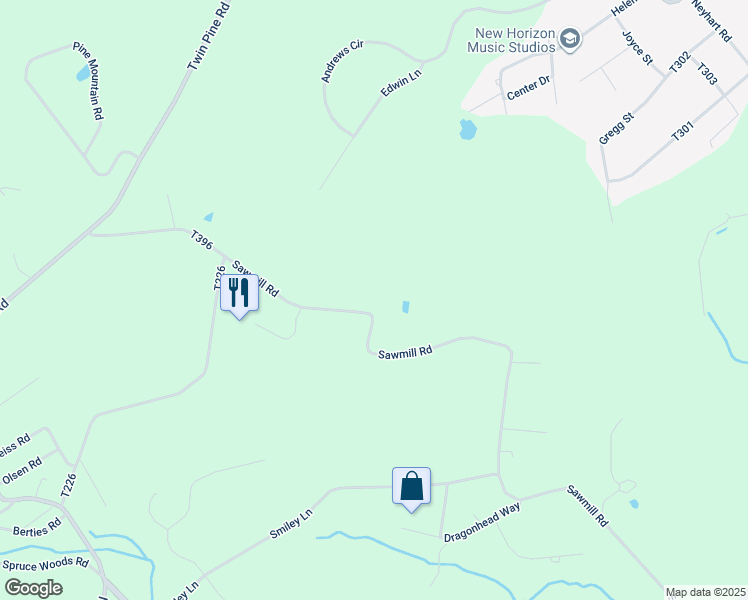 map of restaurants, bars, coffee shops, grocery stores, and more near 384 Sawmill Road in Stroudsburg