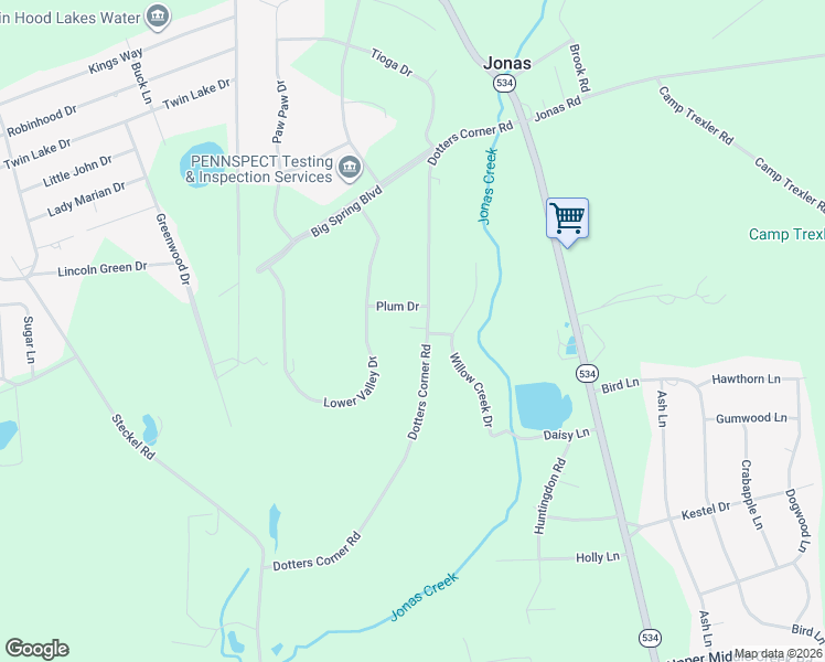 map of restaurants, bars, coffee shops, grocery stores, and more near Plum Drive in Kunkletown