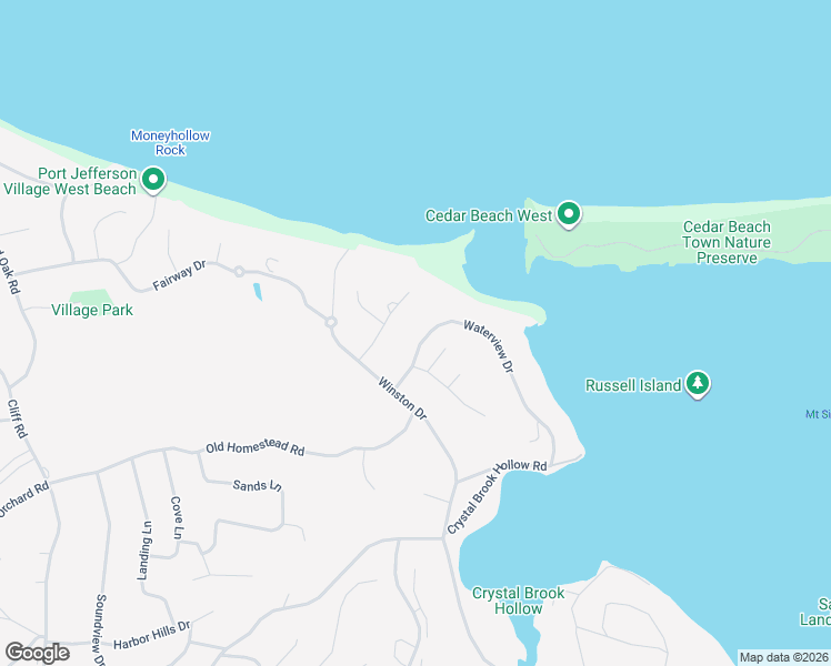 map of restaurants, bars, coffee shops, grocery stores, and more near 10 Rosita Lane in Port Jefferson
