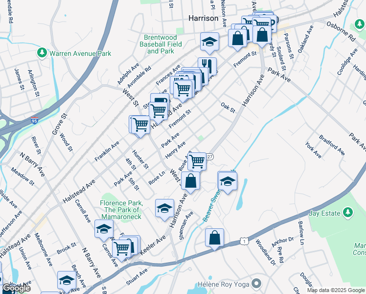 map of restaurants, bars, coffee shops, grocery stores, and more near 45 Henry Avenue in Harrison