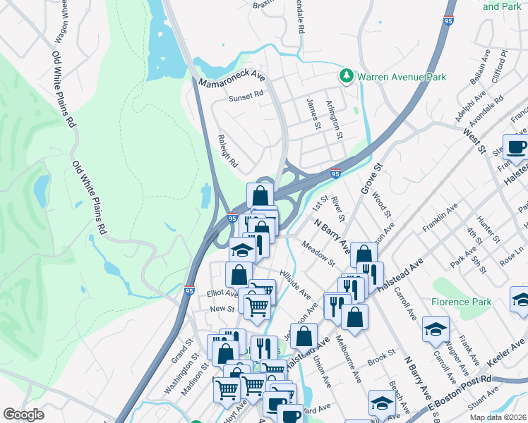 map of restaurants, bars, coffee shops, grocery stores, and more near 1056 Mamaroneck Avenue in Mamaroneck