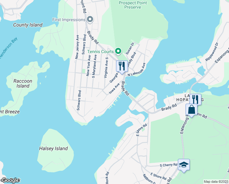map of restaurants, bars, coffee shops, grocery stores, and more near 34 Iowa Avenue in Jefferson