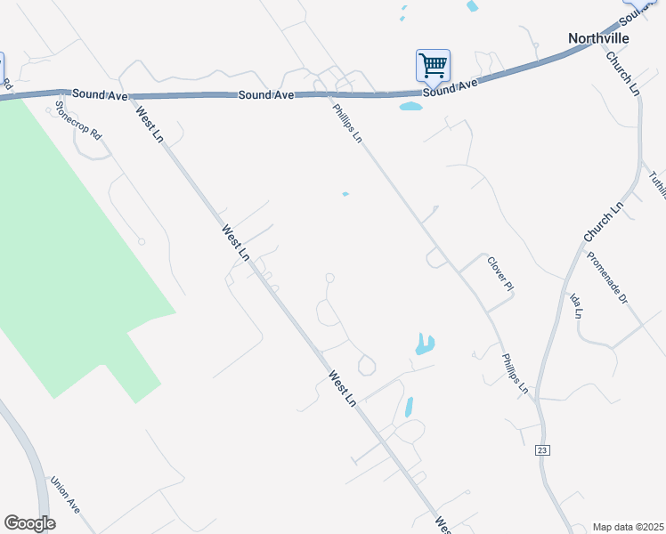 map of restaurants, bars, coffee shops, grocery stores, and more near 45 Summerfield Lane North in Riverhead