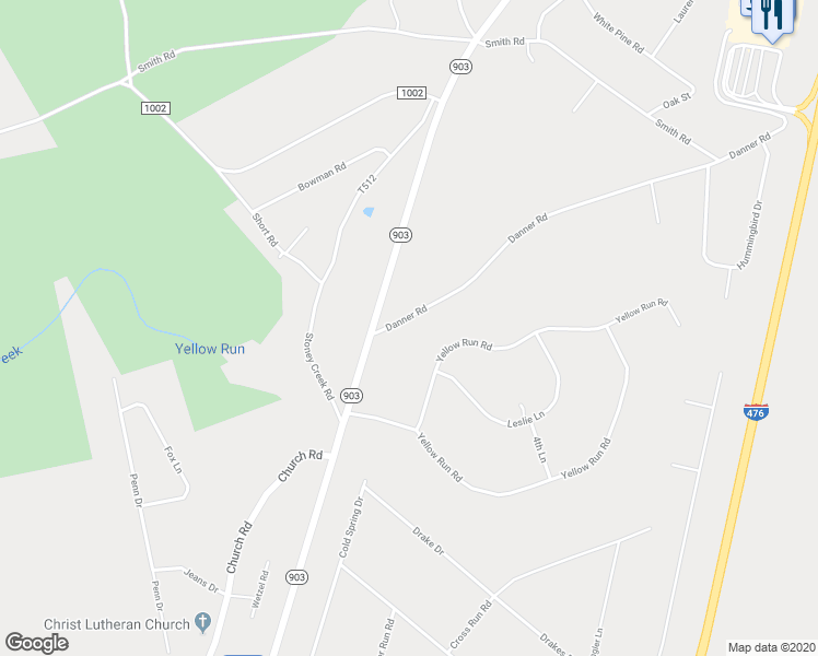 map of restaurants, bars, coffee shops, grocery stores, and more near 18 Danner Road in Jim Thorpe
