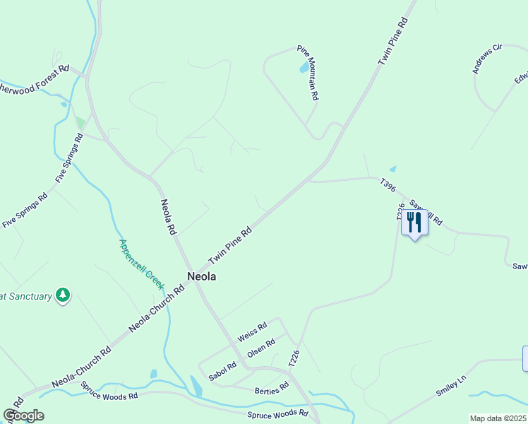 map of restaurants, bars, coffee shops, grocery stores, and more near 2103 Poplar Lane in Stroudsburg