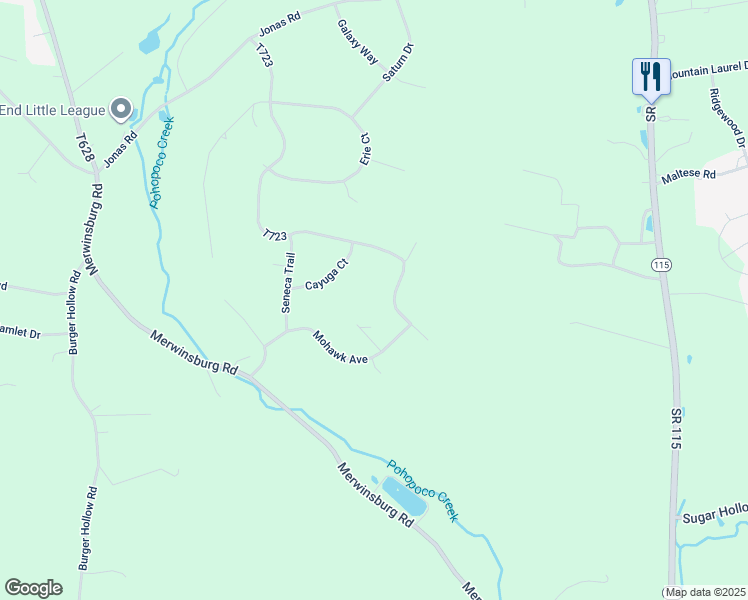 map of restaurants, bars, coffee shops, grocery stores, and more near 1621 Starry Lane in Effort