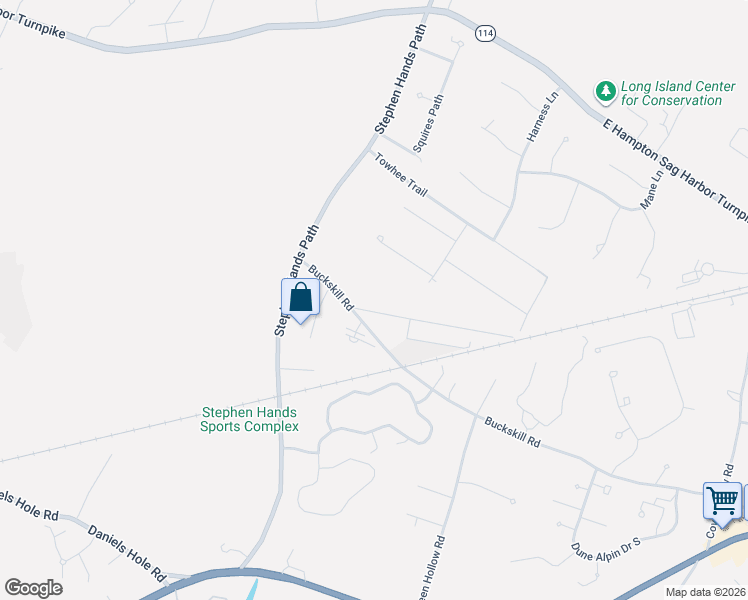 map of restaurants, bars, coffee shops, grocery stores, and more near 206 Buckskill Road in East Hampton