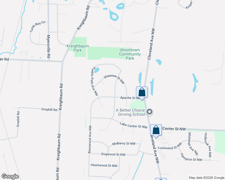 map of restaurants, bars, coffee shops, grocery stores, and more near 12155 Shoshone Avenue Northwest in Uniontown