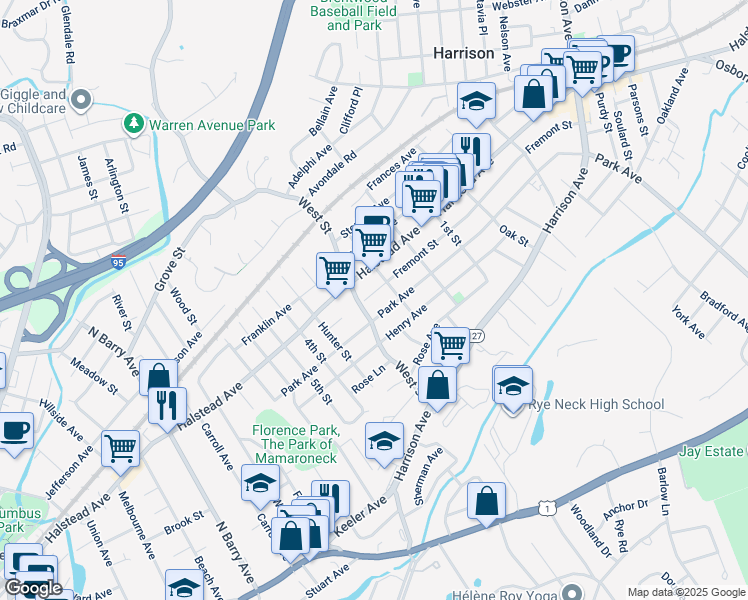 map of restaurants, bars, coffee shops, grocery stores, and more near 14 Fremont Street in Harrison