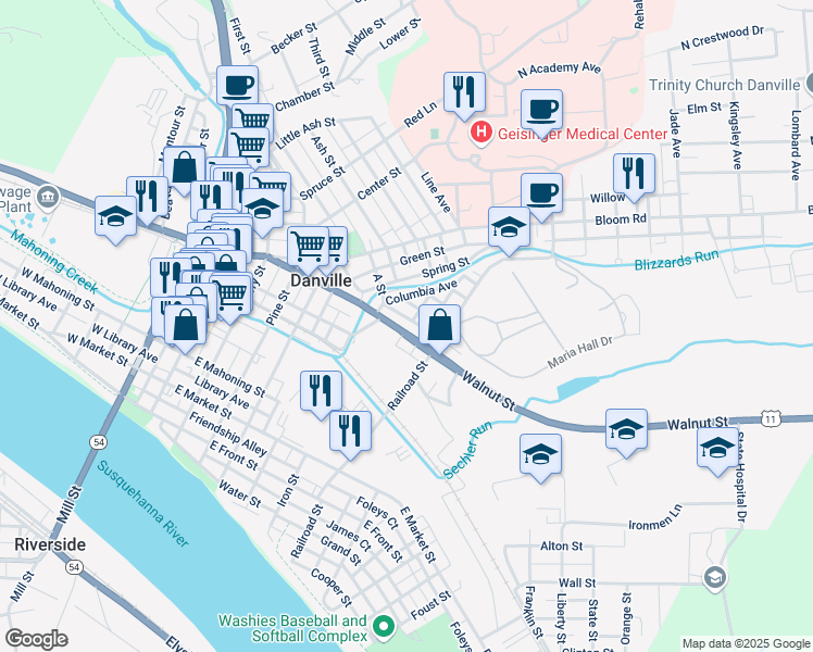 map of restaurants, bars, coffee shops, grocery stores, and more near 564 Nicholas Avenue in Danville