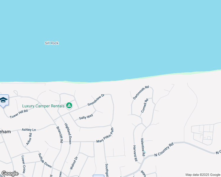 map of restaurants, bars, coffee shops, grocery stores, and more near 41 Soundview Drive in Shoreham