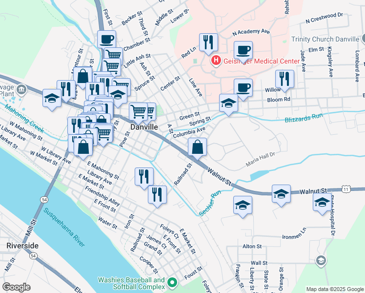 map of restaurants, bars, coffee shops, grocery stores, and more near 564 Nicholas Avenue in Danville