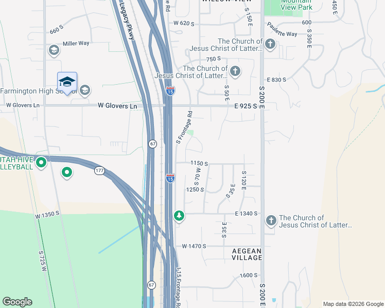 map of restaurants, bars, coffee shops, grocery stores, and more near 1127 South 110 West in Farmington