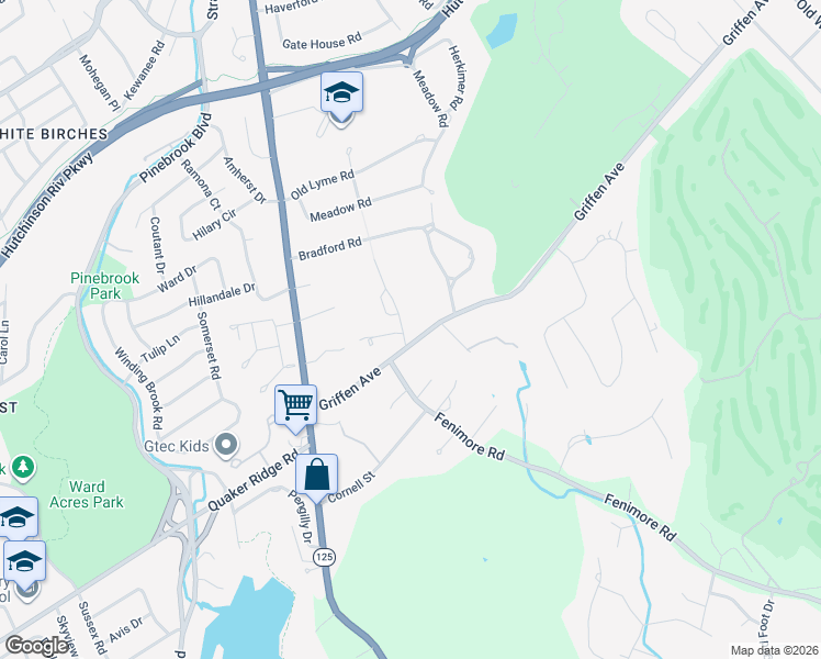 map of restaurants, bars, coffee shops, grocery stores, and more near 1 Normandy Lane in Scarsdale