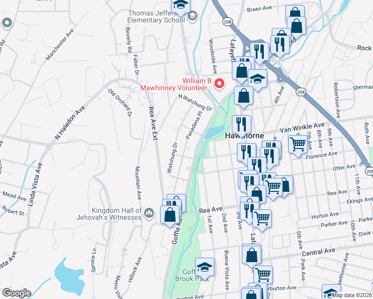 map of restaurants, bars, coffee shops, grocery stores, and more near 169 Pasadena Place in Hawthorne