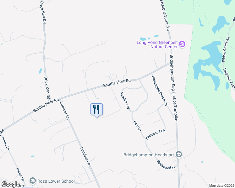 map of restaurants, bars, coffee shops, grocery stores, and more near 245 Meadows West in Bridgehampton
