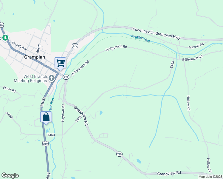 map of restaurants, bars, coffee shops, grocery stores, and more near 444 Friendly Acres Road in Curwensville