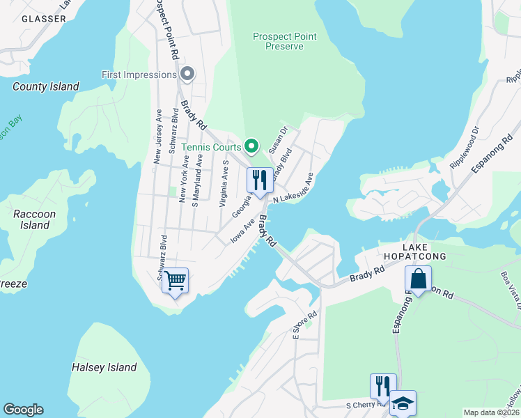map of restaurants, bars, coffee shops, grocery stores, and more near 118 Brady Road in Jefferson