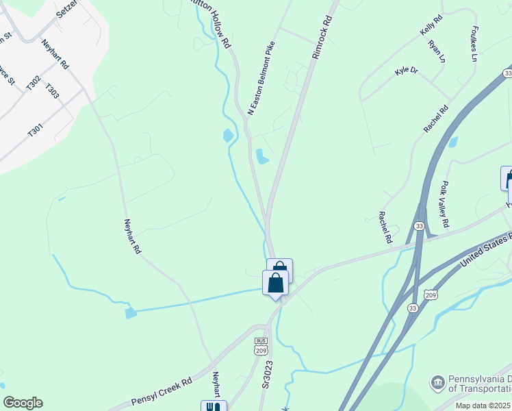 map of restaurants, bars, coffee shops, grocery stores, and more near 113 North Easton Belmont Pike Road in Stroudsburg