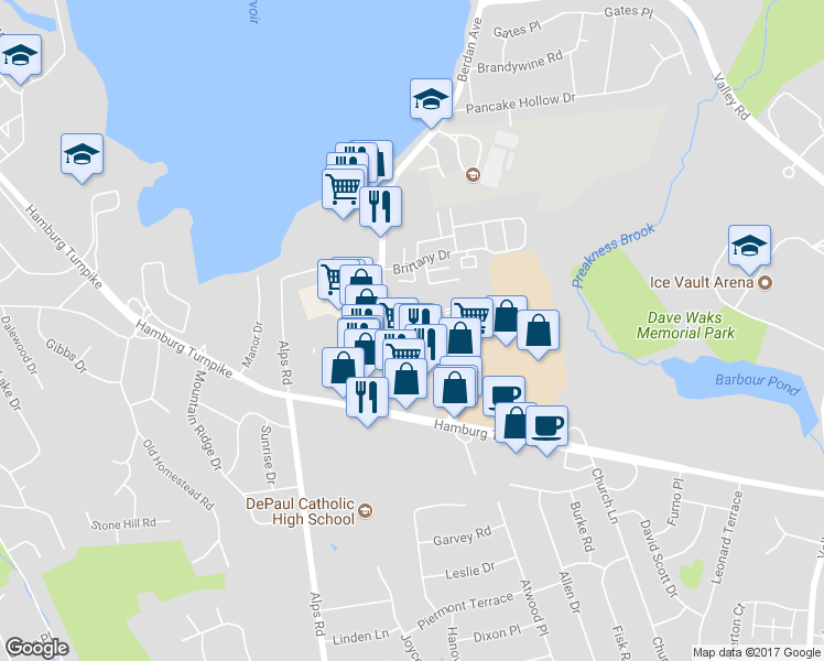 map of restaurants, bars, coffee shops, grocery stores, and more near 14 Hazen Court in Wayne