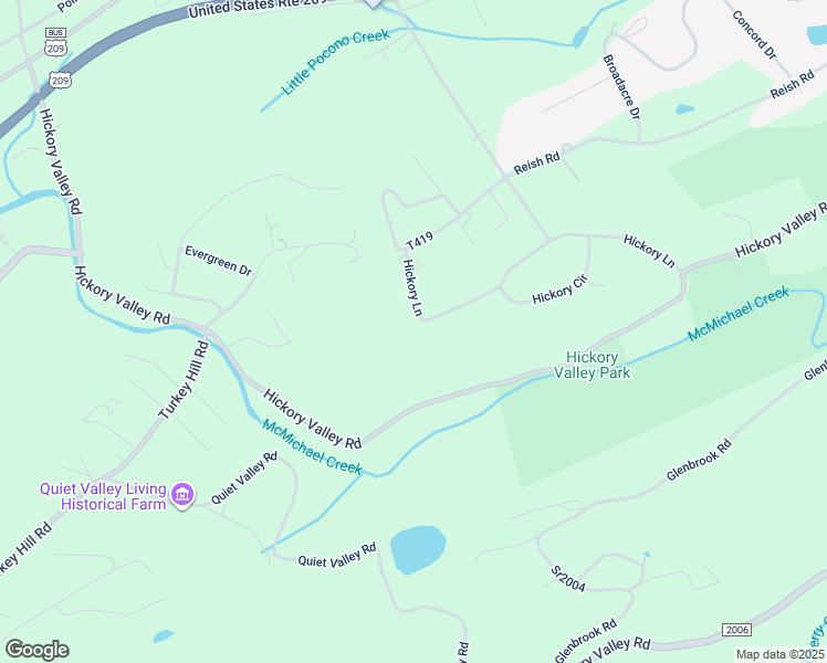 map of restaurants, bars, coffee shops, grocery stores, and more near 7233 Hickory Lane in Stroudsburg