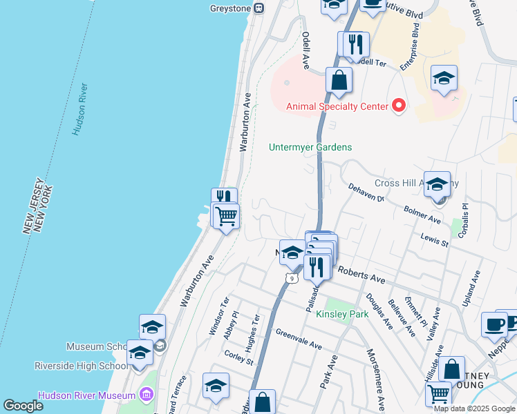 map of restaurants, bars, coffee shops, grocery stores, and more near 26 Rudolph Terrace in Yonkers