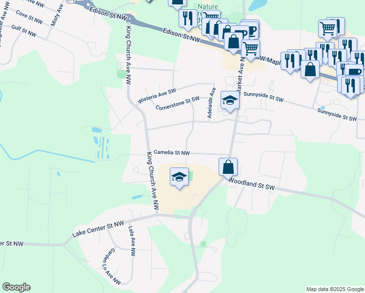 map of restaurants, bars, coffee shops, grocery stores, and more near 12163 Lisa Street Northwest in Hartville
