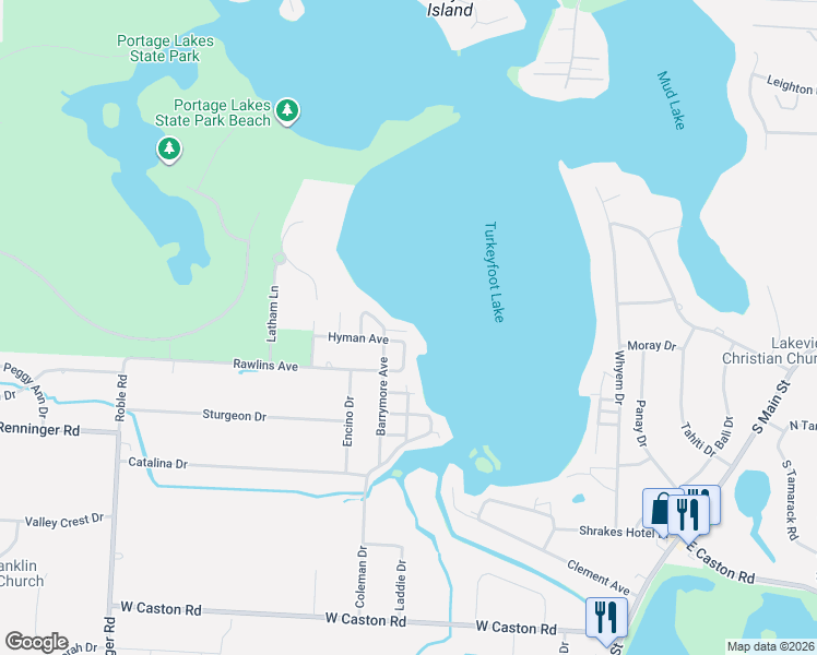 map of restaurants, bars, coffee shops, grocery stores, and more near 4726 Rooney Avenue in Akron