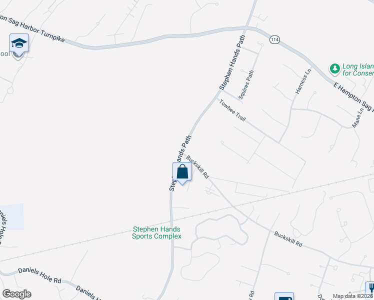 map of restaurants, bars, coffee shops, grocery stores, and more near 214 Buckskill Road in East Hampton