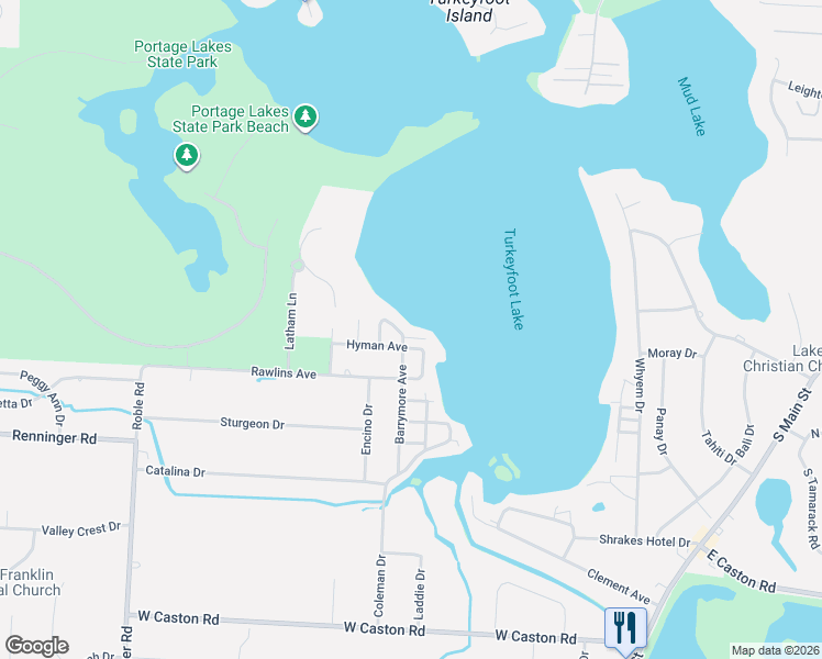 map of restaurants, bars, coffee shops, grocery stores, and more near 4726 Rooney Avenue in Akron