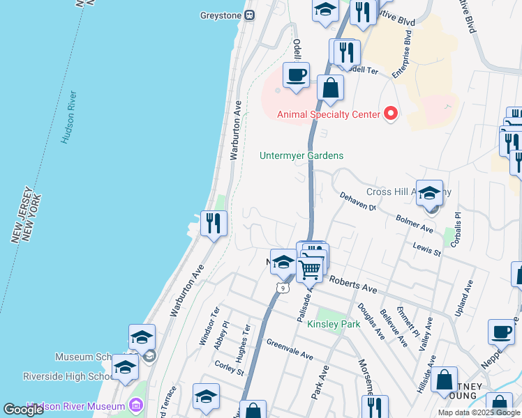 map of restaurants, bars, coffee shops, grocery stores, and more near 26 Rudolph Terrace in Yonkers