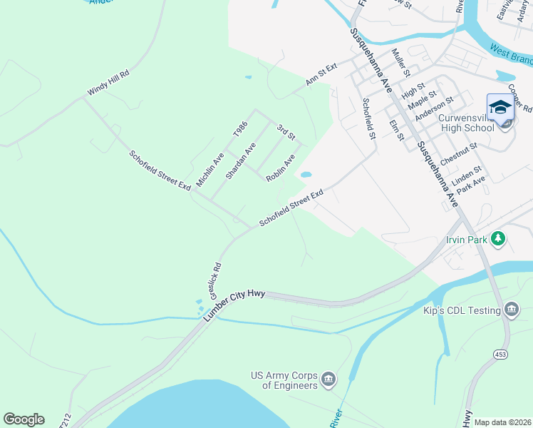 map of restaurants, bars, coffee shops, grocery stores, and more near 1223 Schofield Street Exd in Curwensville