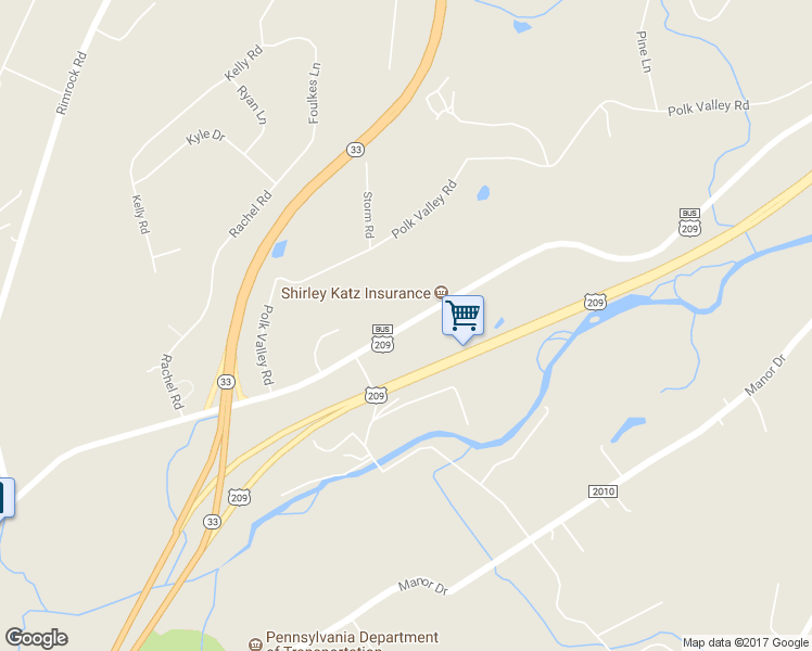 map of restaurants, bars, coffee shops, grocery stores, and more near Hamilton Road East in Stroudsburg