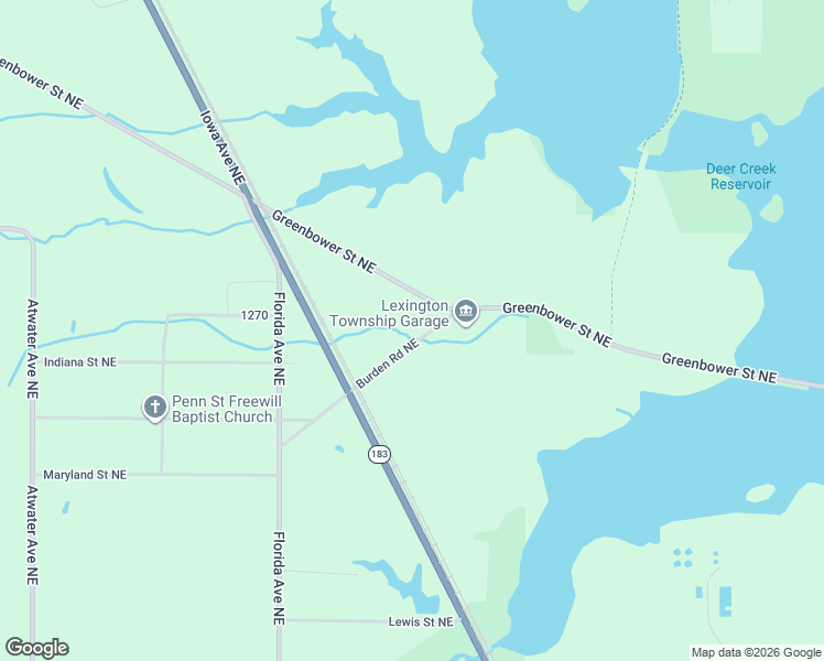map of restaurants, bars, coffee shops, grocery stores, and more near 14065 Burden Road Northeast in Alliance