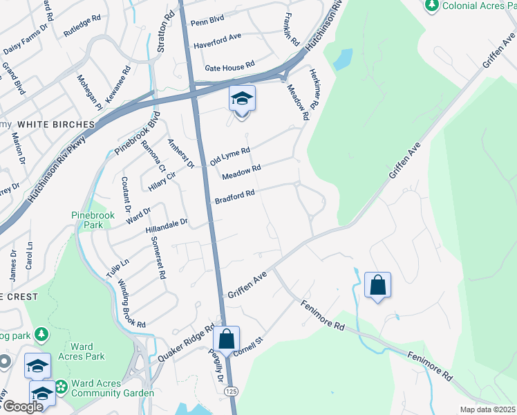 map of restaurants, bars, coffee shops, grocery stores, and more near 16 Normandy Lane in Scarsdale