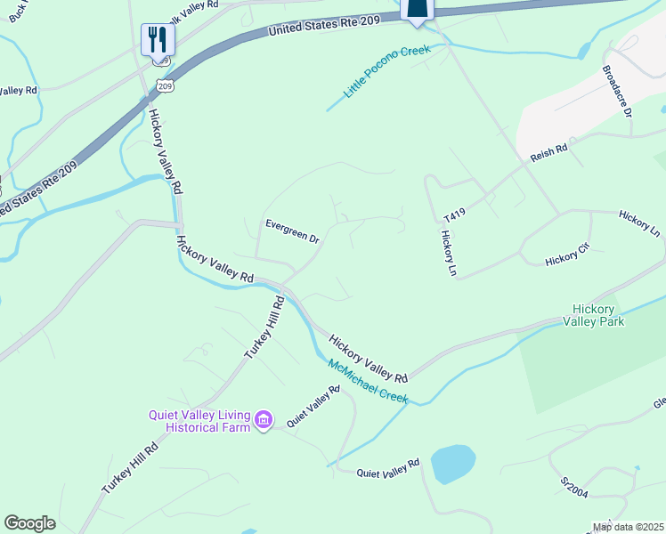 map of restaurants, bars, coffee shops, grocery stores, and more near 215 Caroline Court in Stroudsburg