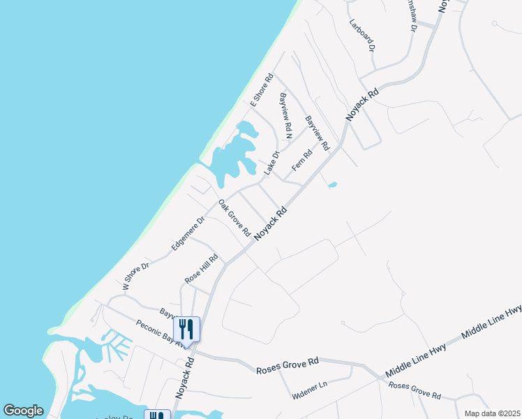 map of restaurants, bars, coffee shops, grocery stores, and more near 8 Pine Tree Road in Southampton