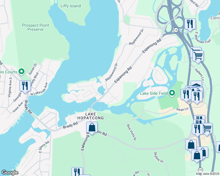 map of restaurants, bars, coffee shops, grocery stores, and more near 9 Hopper Avenue in Jefferson