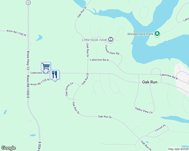 map of restaurants, bars, coffee shops, grocery stores, and more near Greenbriar Court in Dahinda